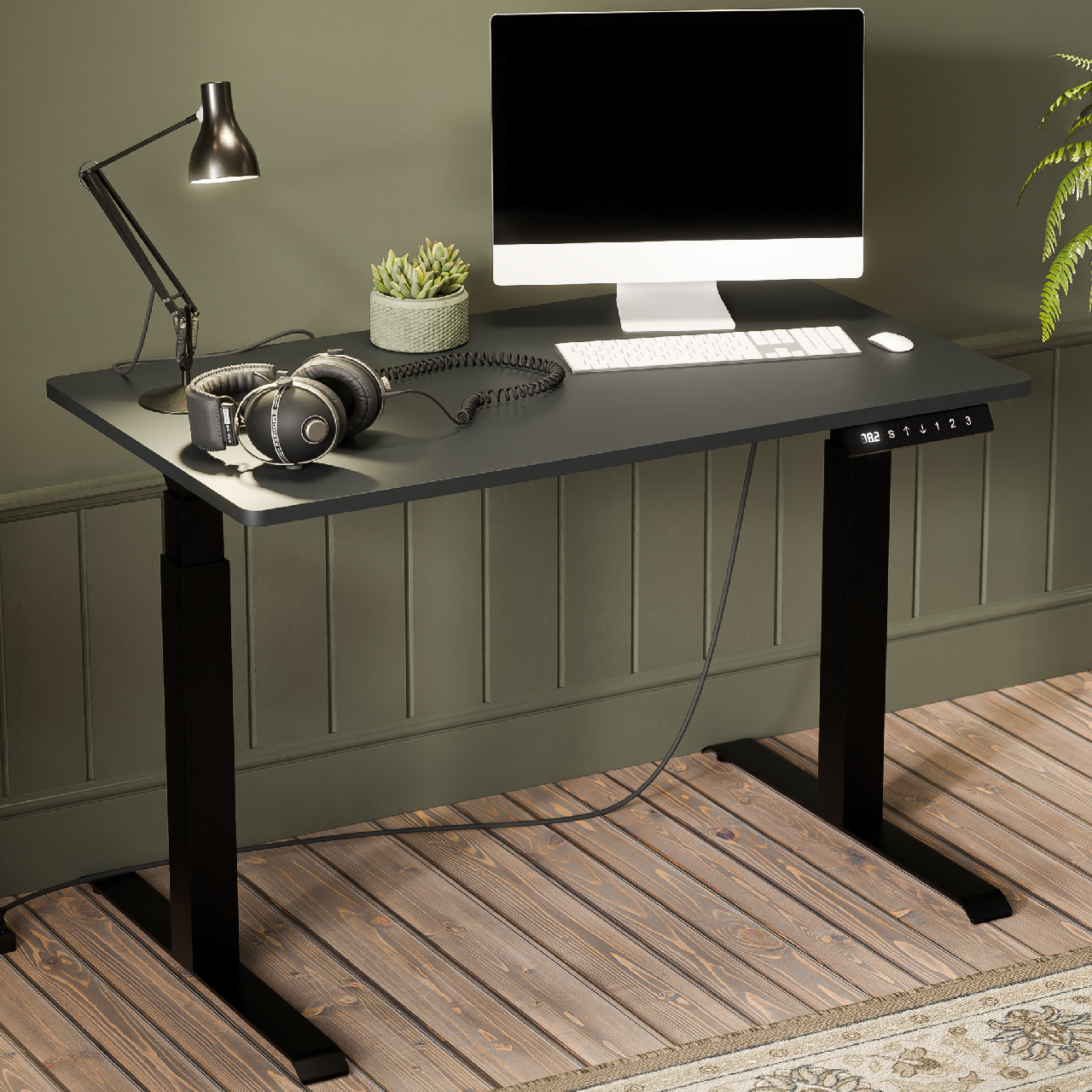 Písací stôl s nastaviteľnou výškou MOON čierny / antracit