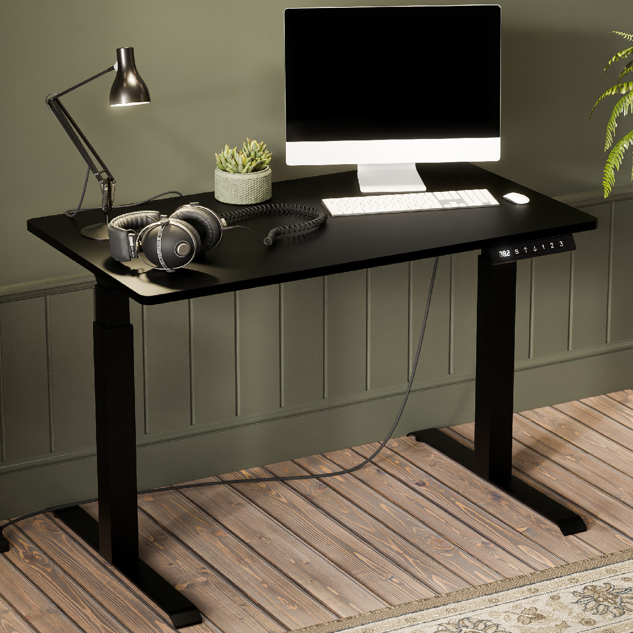 Písací stôl s nastaviteľnou výškou MOON čierny