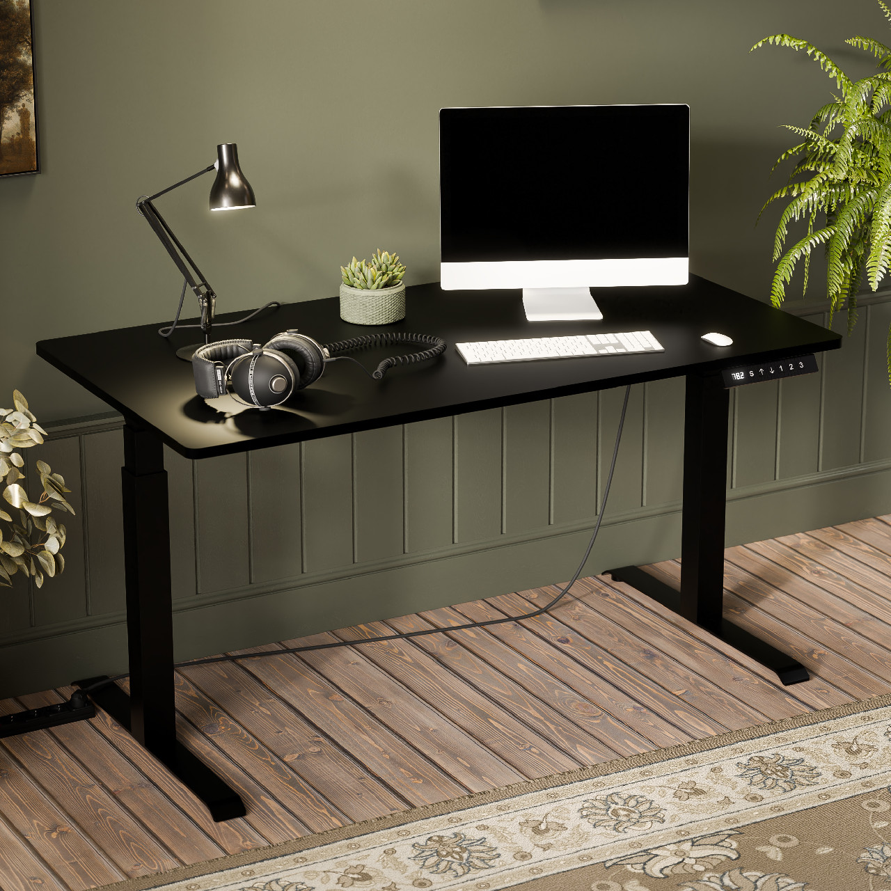 Písací stôl s nastaviteľnou výškou MOON LONG čierny