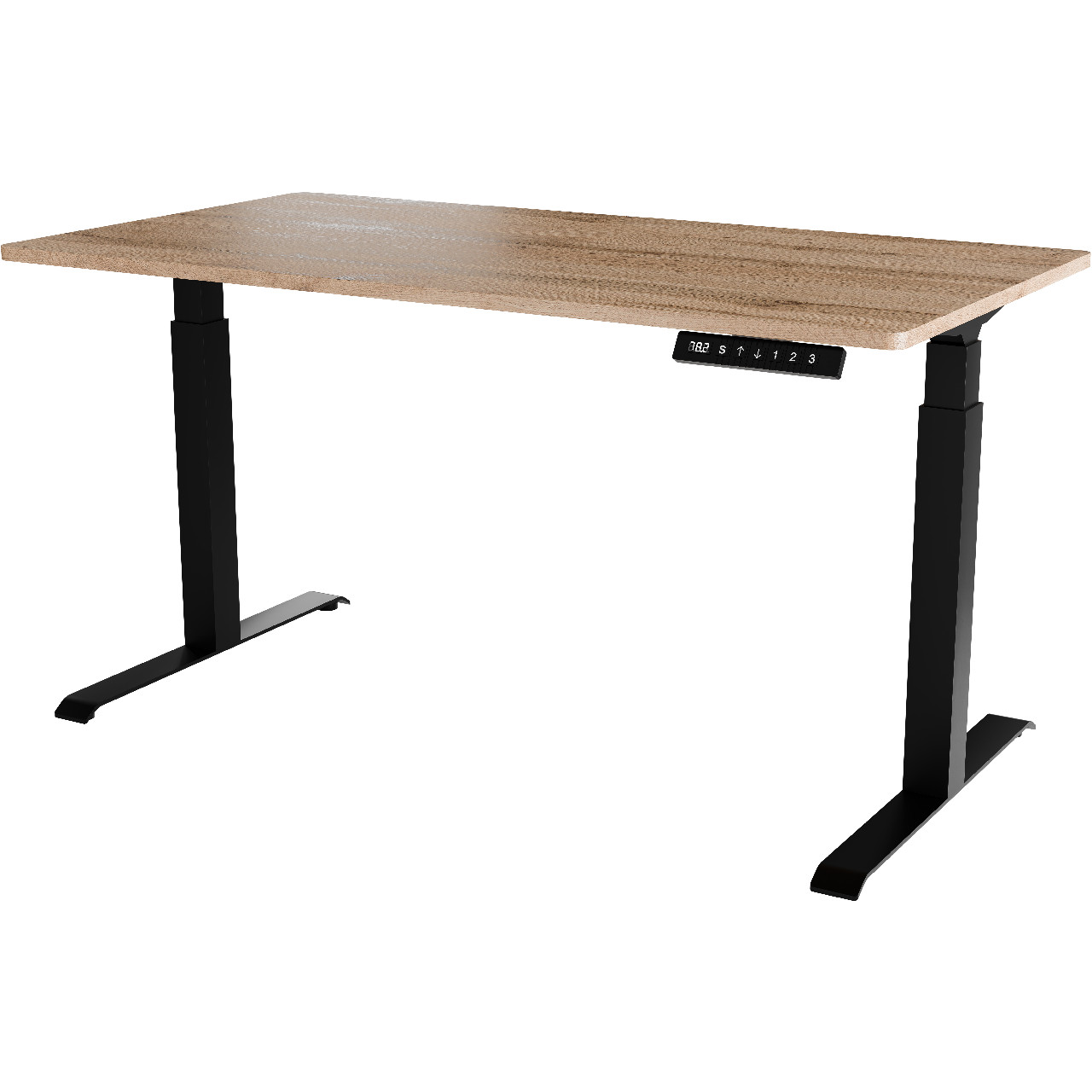 Písací stôl s nastaviteľnou výškou MOON LONG čierny / dub wotan