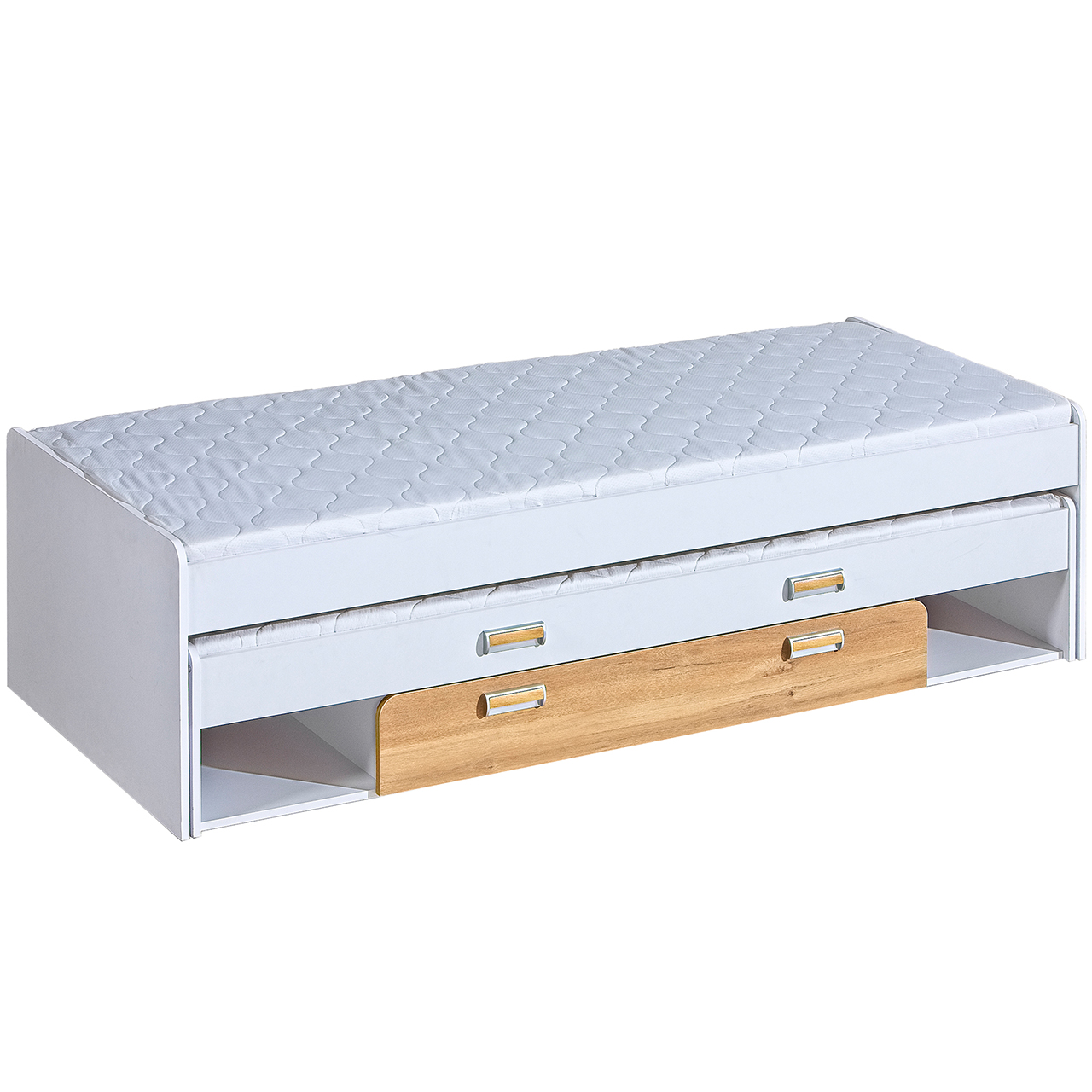 Poschodová posteľ s úložným priestorom LOREN LR16 biela / dub nash