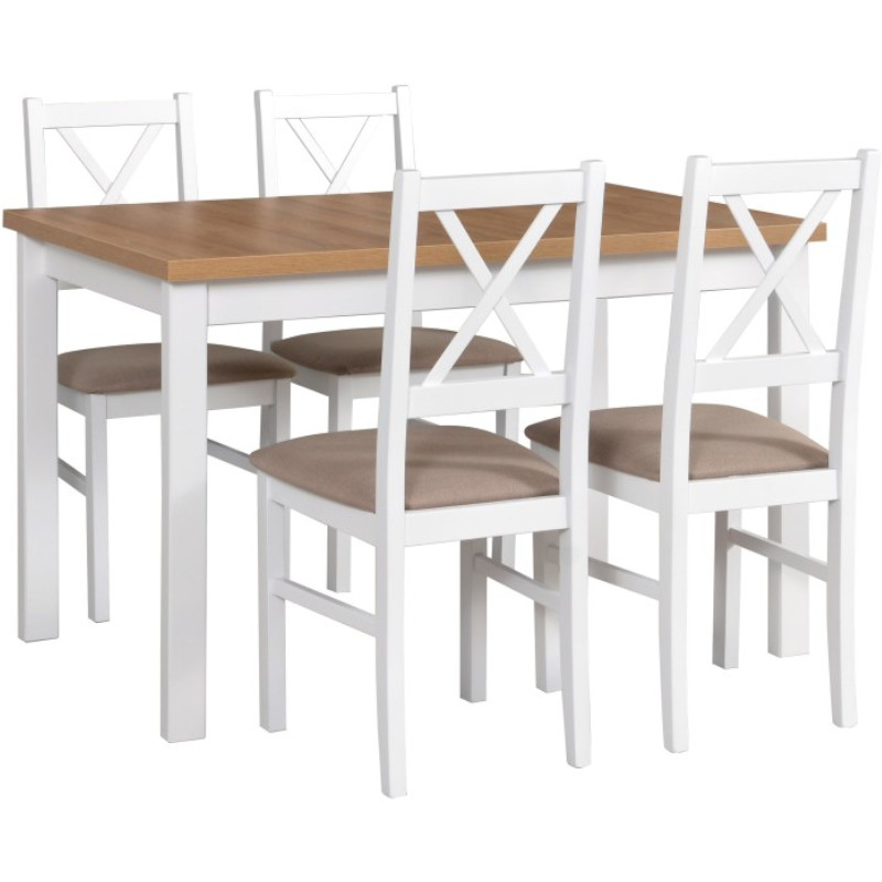 Stôl ALBA 1 grandson laminát / biely + stoličky NILO 10 (4 ks) biele / 26B