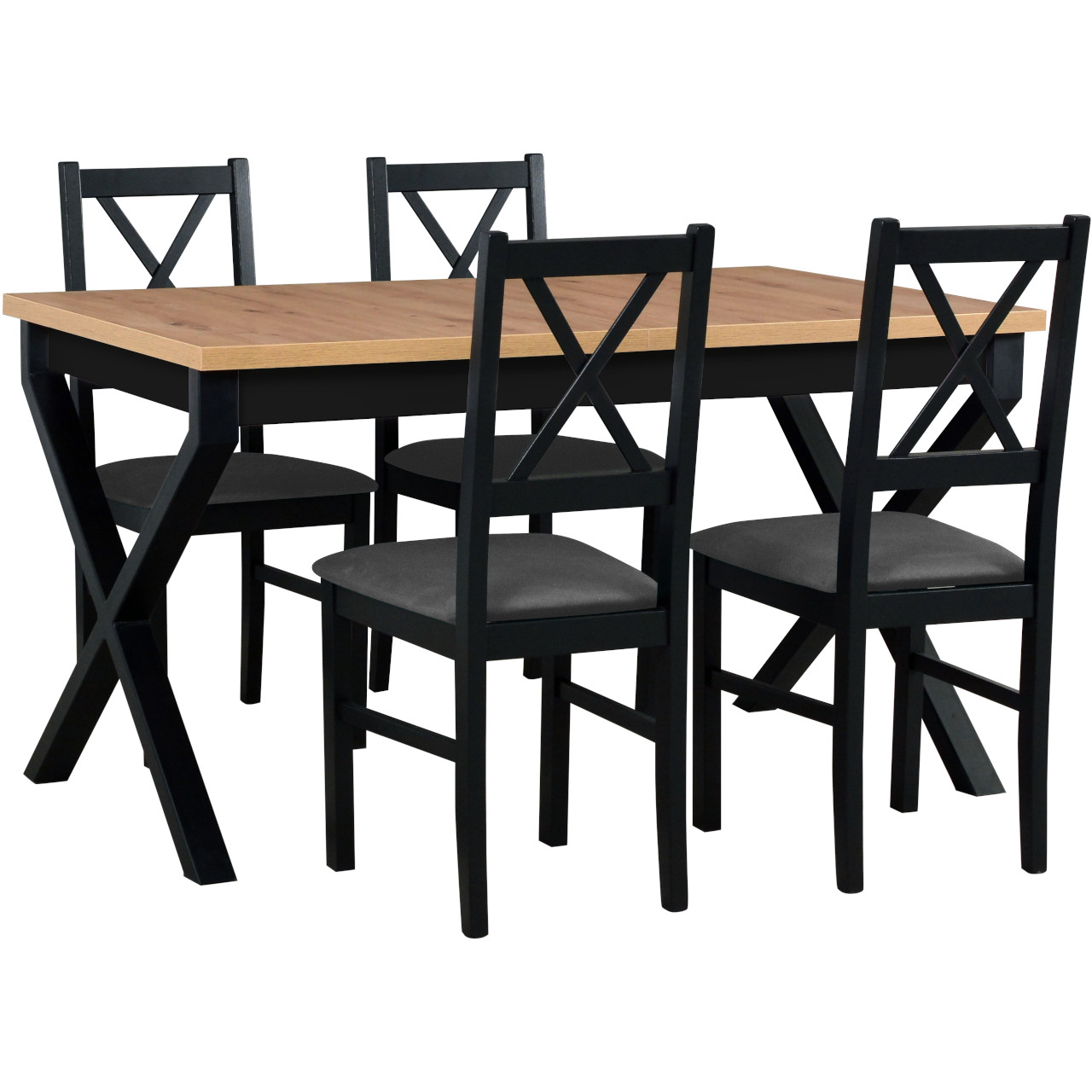 Stôl IKON 1 wotan laminát / čierny + stoličky NILO 10 (4 ks) čierne / 28B