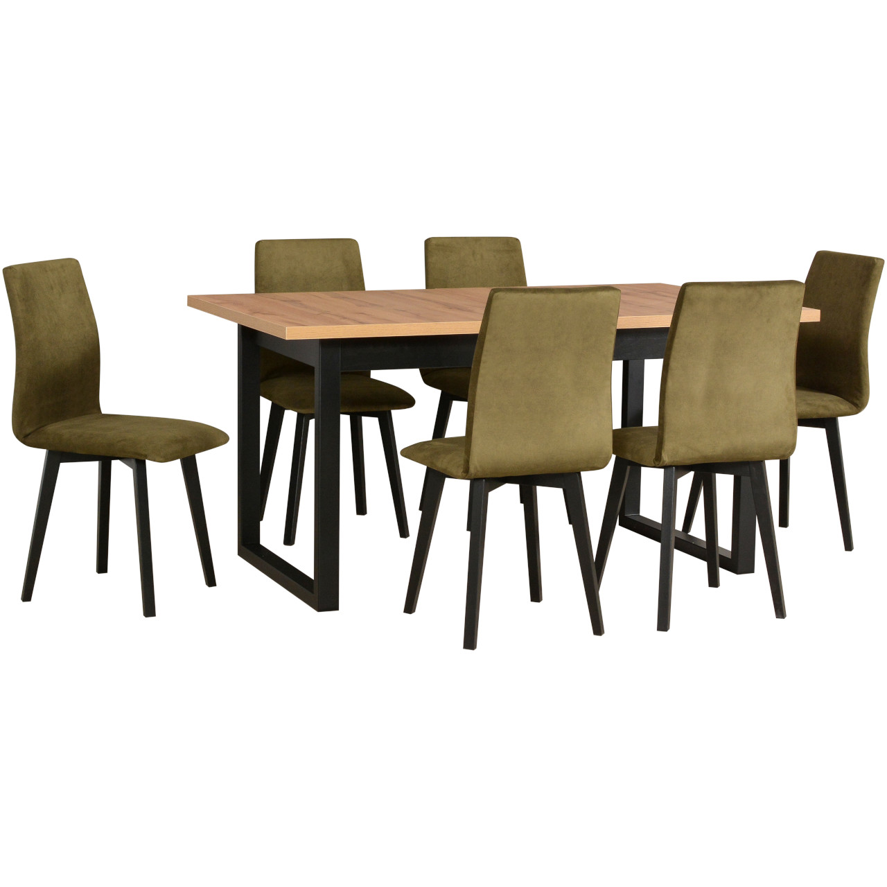 Stôl IKON 3 grandson laminát / čierny + stoličky LUNA 2 (6 ks) čierne / 17B