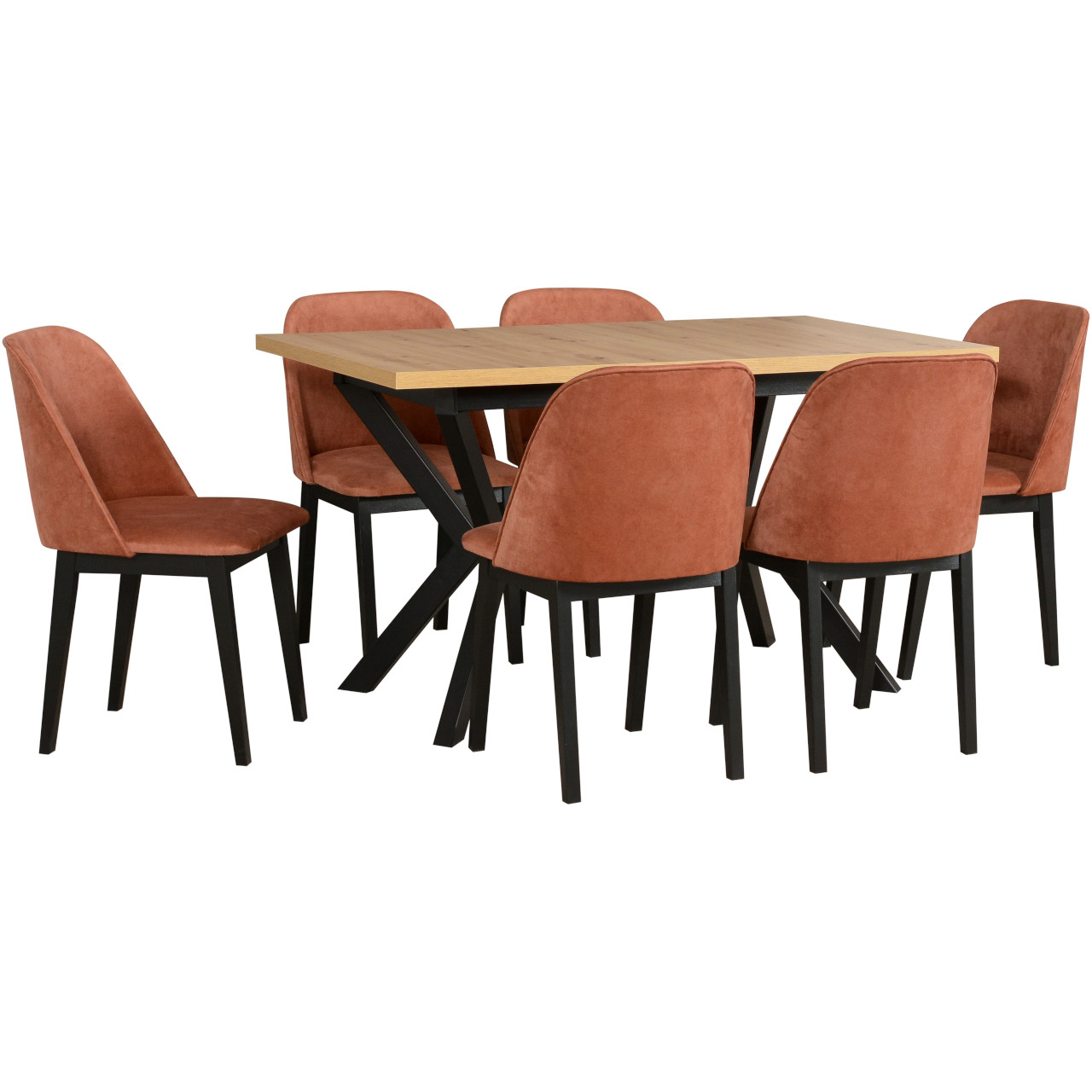 Stôl IKON 4 artisan laminát / čierny + stoličky MONTI 1 (6 ks) čierne / 19B