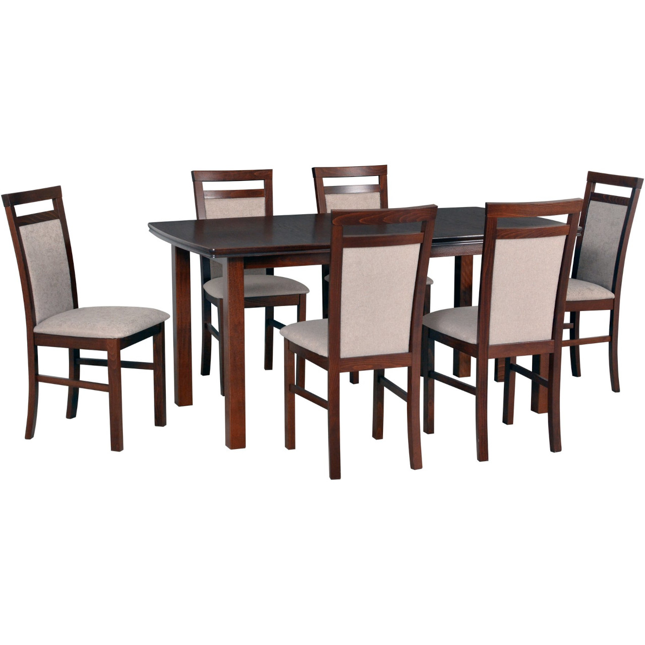Stôl KENT 2 dubová dyha / orech + stoličky MILANO 5 (6 ks) orech / 5B