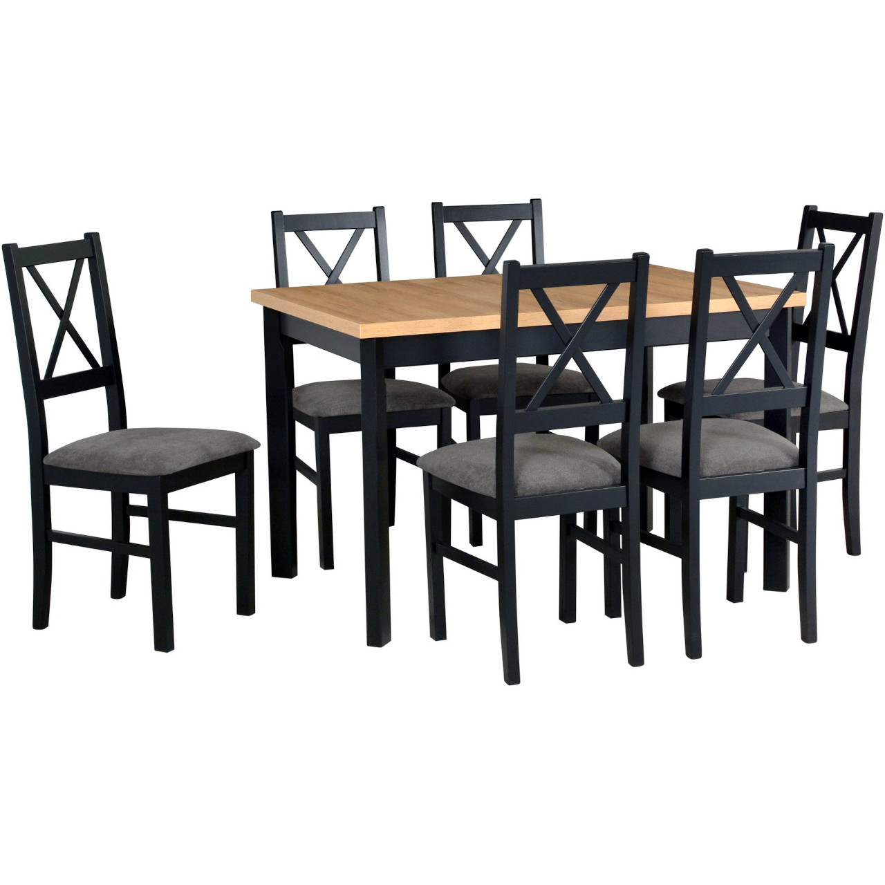 Stôl MAX 5 P grandson laminát / čierny + stoličky NILO 10 (6 ks) čierne / 15B