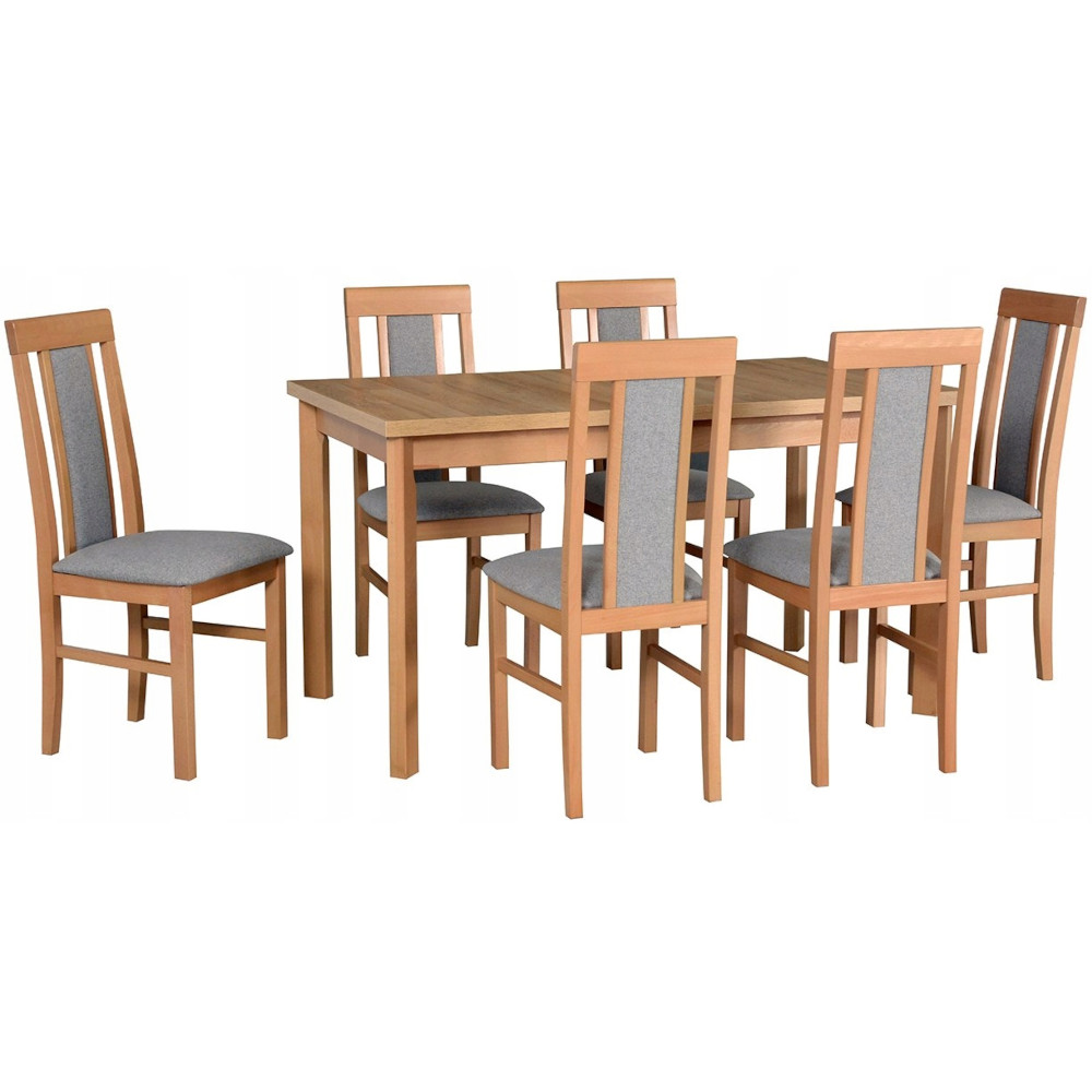 Stôl MODENA 1 P grandson laminát + stoličky NILO 2 (6 ks) grandson / 7B