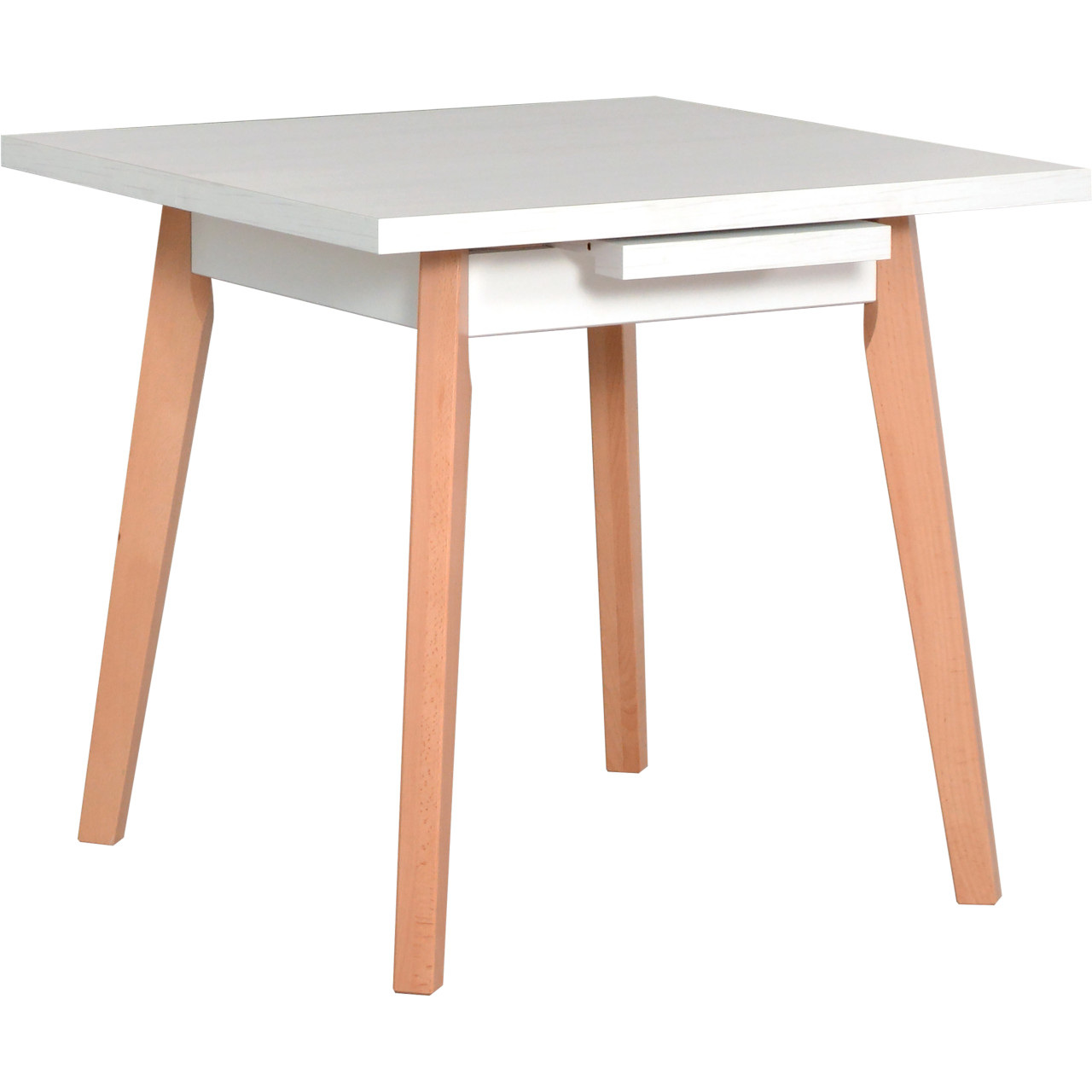 Stôl OSLO 1 L 80x80/110 biely laminát / buk prírodný