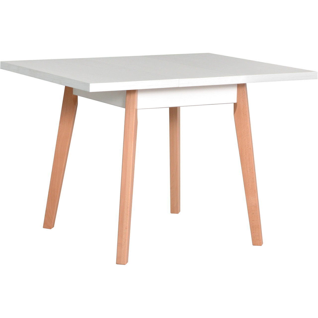 Stôl OSLO 1 L 80x80/110 biely laminát / buk prírodný