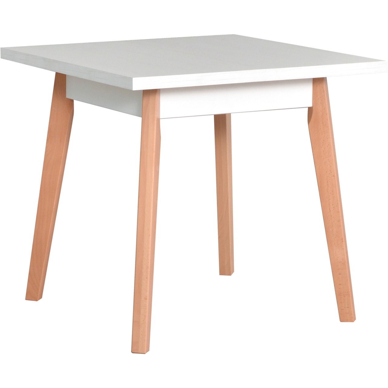 Stôl OSLO 1 80x80 biely laminát / buk prírodný