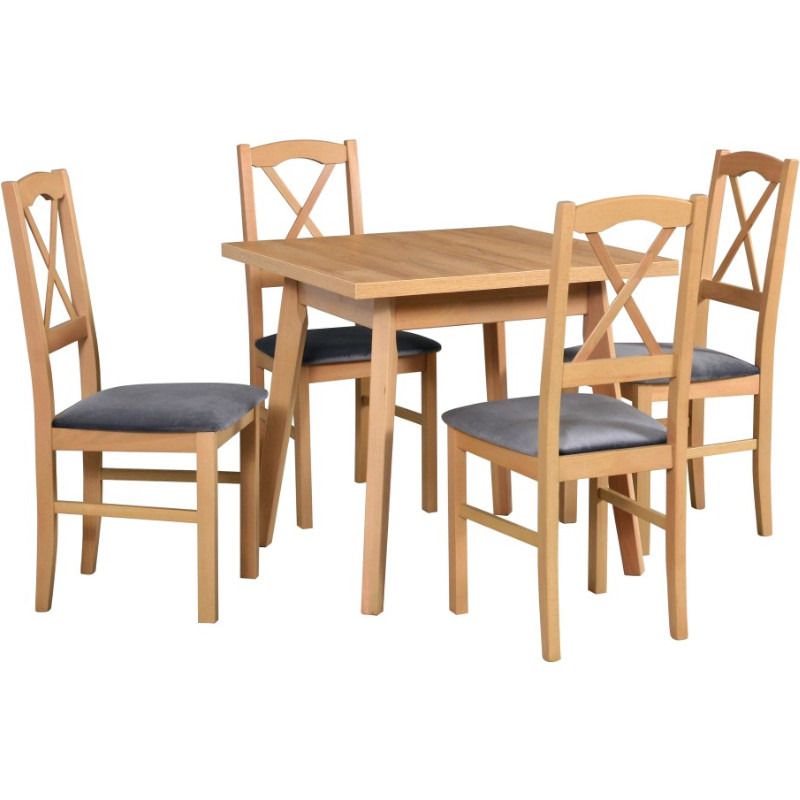 Stôl OSLO 1 L grandson laminát + stoličky NILO 11 (4 ks) grandson / 1B