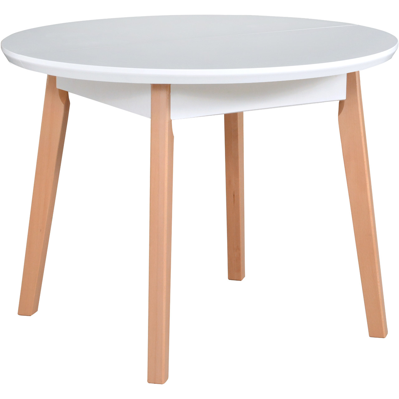 Stôl OSLO 4 100x100/130 biely MDF / buk prírodný