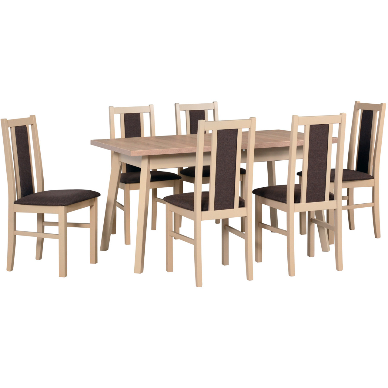 Stôl OSLO 5 sonoma laminát + stoličky BOS 14 (6 ks) sonoma / 22B