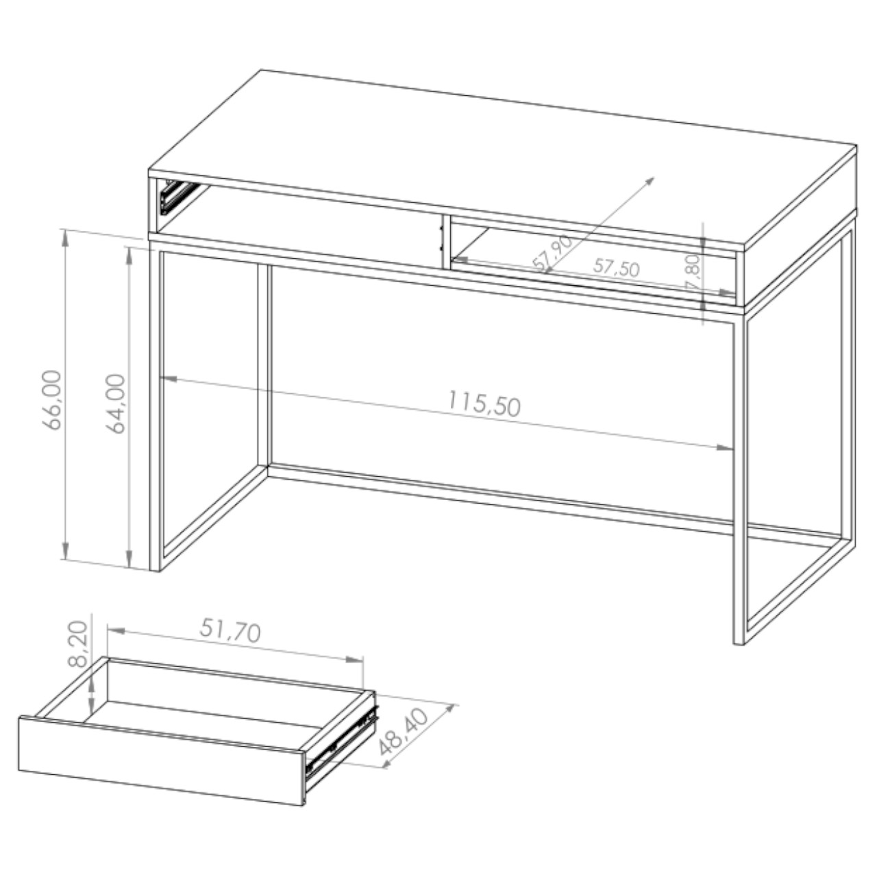 Písací stôl OLIER OE01 biely / dub artisan