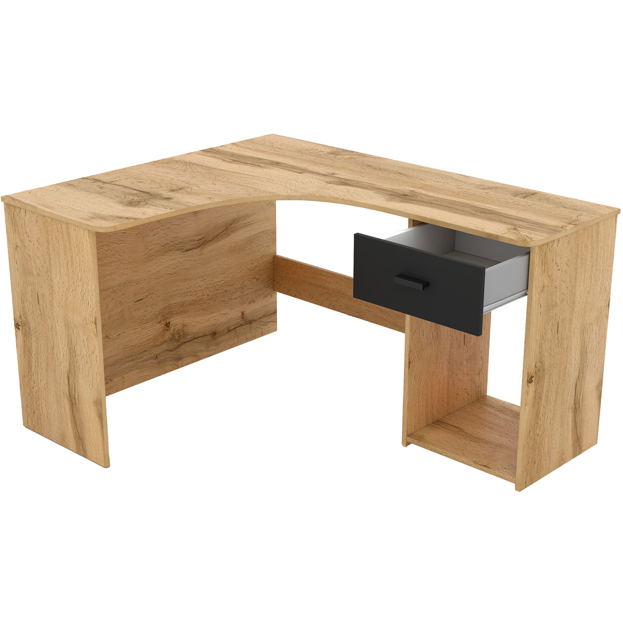 Rohový písací stôl CORNER 03 dub wotan / čierny