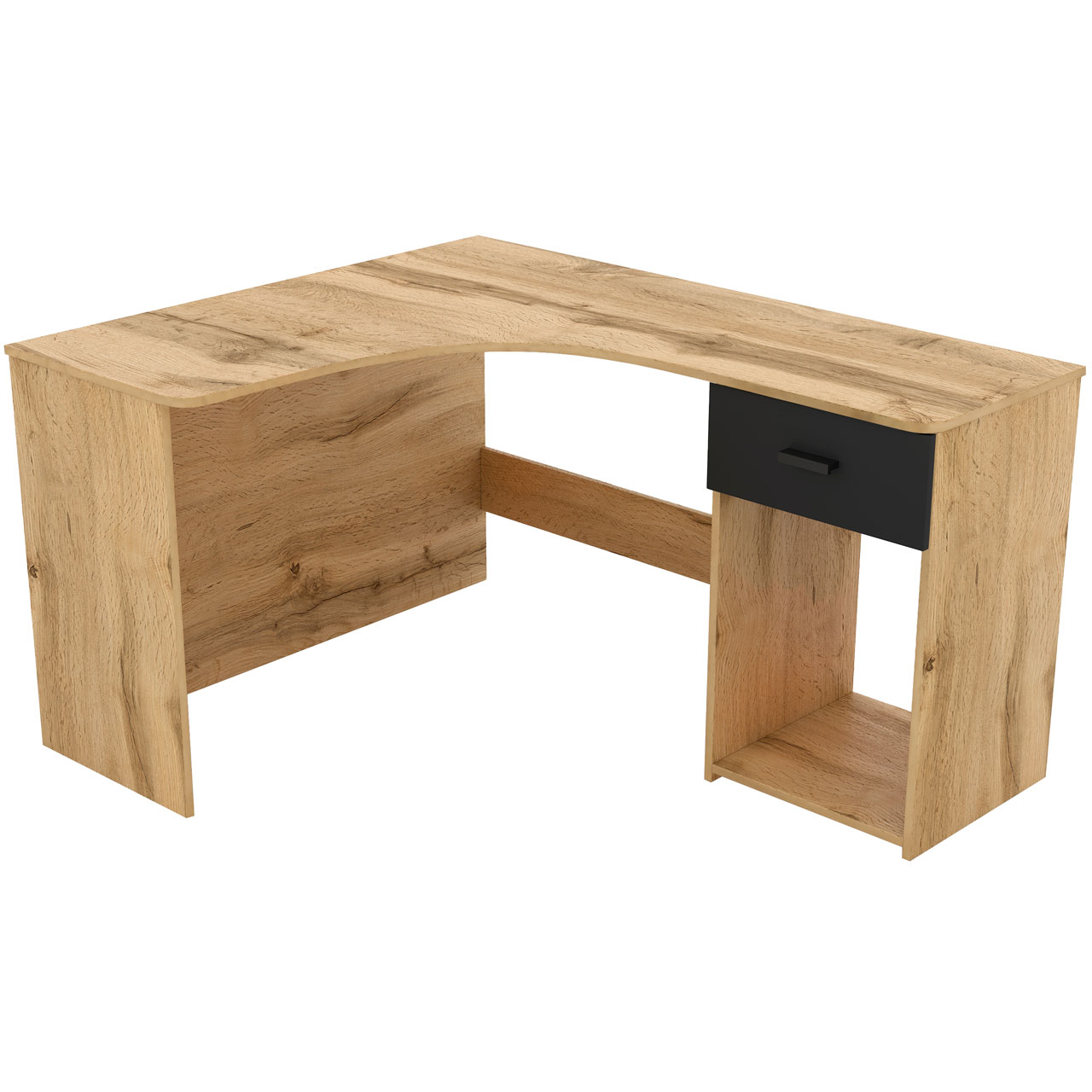 Rohový písací stôl CORNER 03 dub wotan / čierny