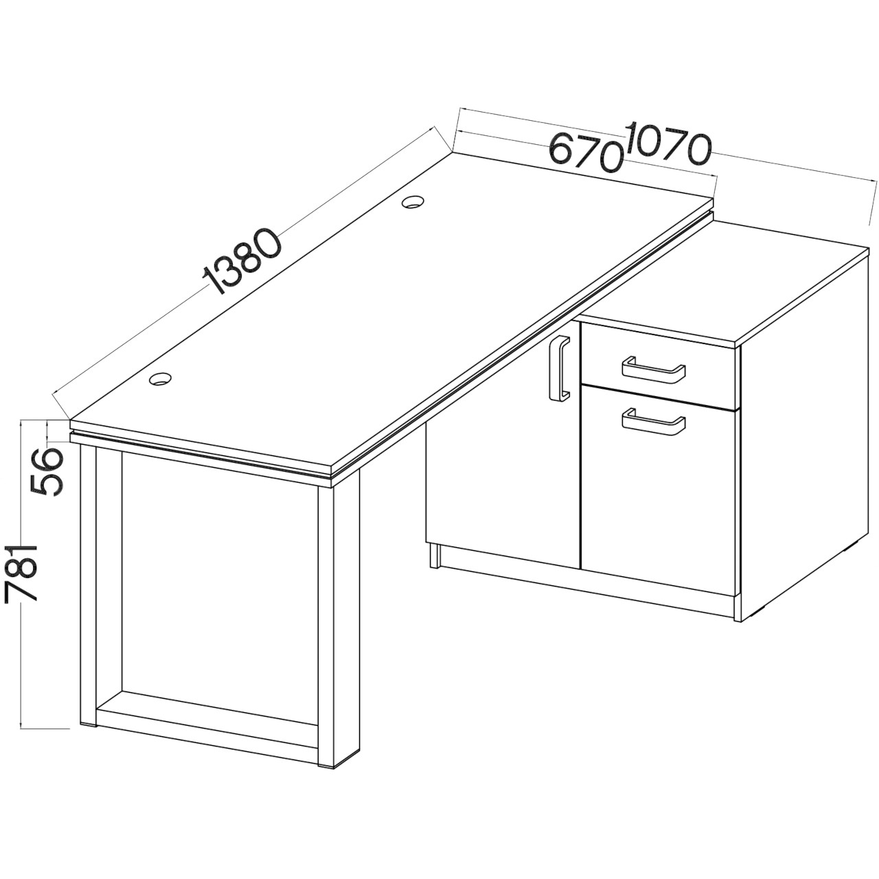 Písací stôl s komodou MALTA MT16 svetlošedý / dub artisan
