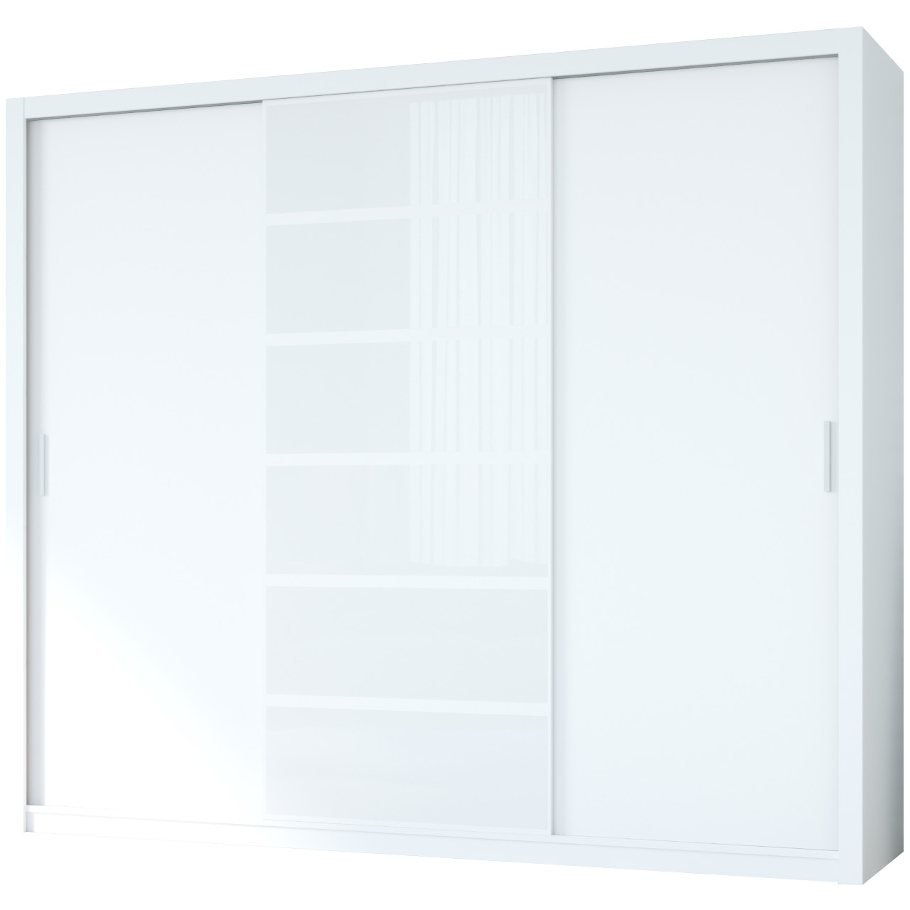 Skriňa s posuvnými dverami s bielym sklom PANAMA 250 biela