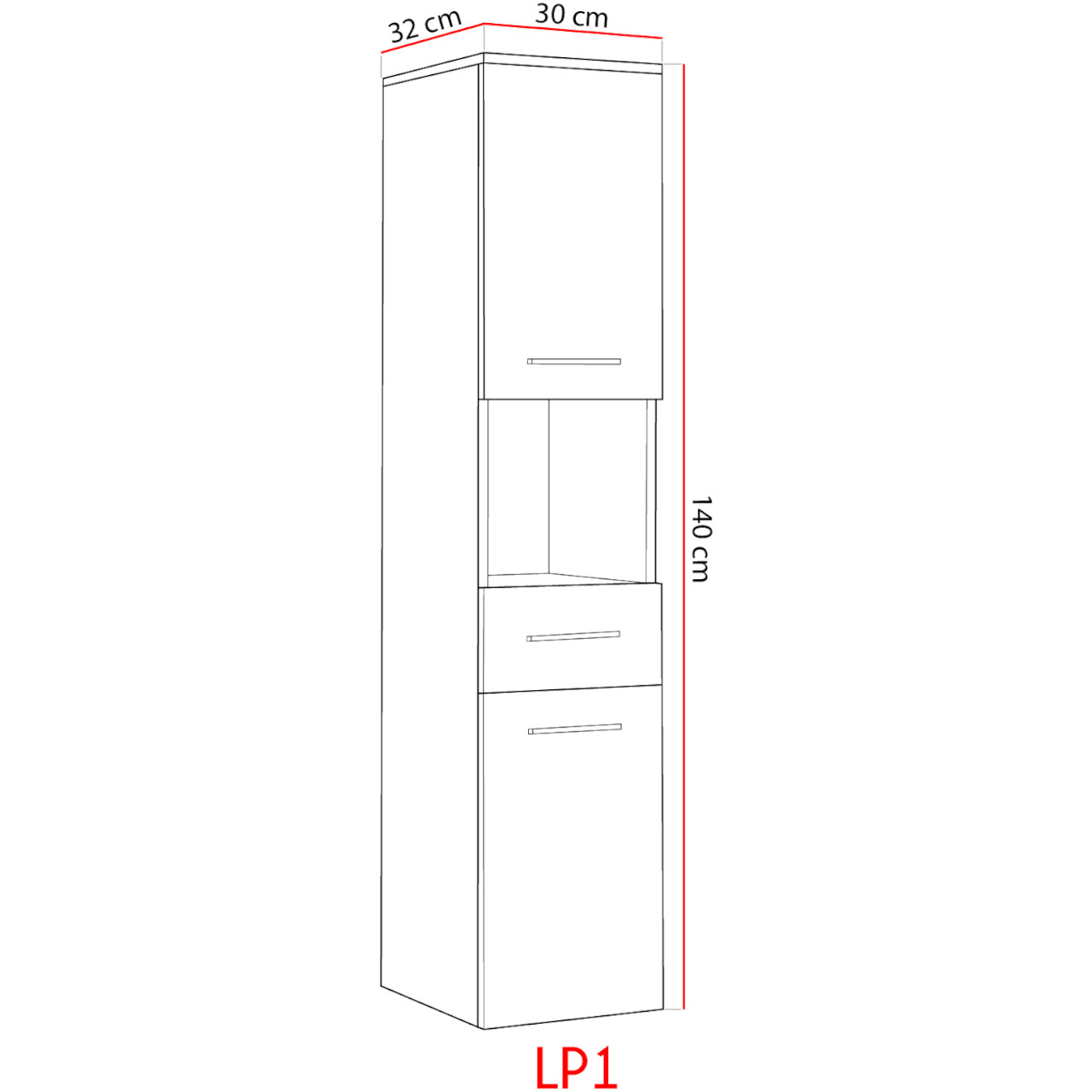 Kúpeľňová skrinka vysoká LUPO LP1 biely laminát