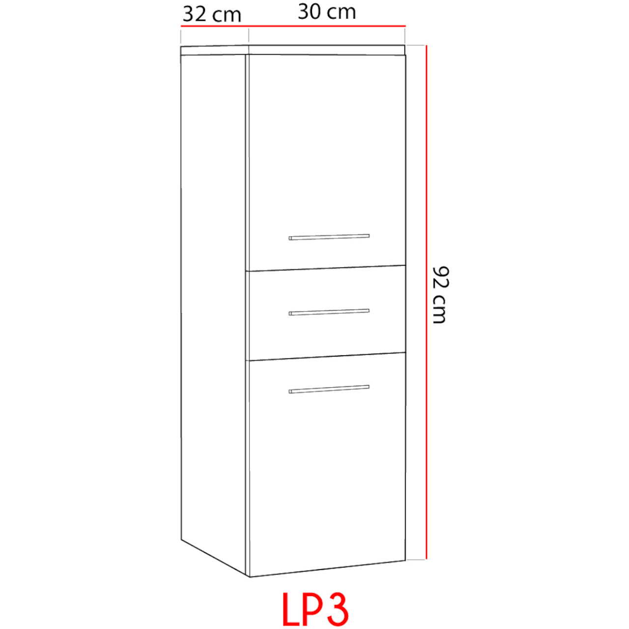Kúpeľňová skrinka nízka LUPO LP3 biely lesk