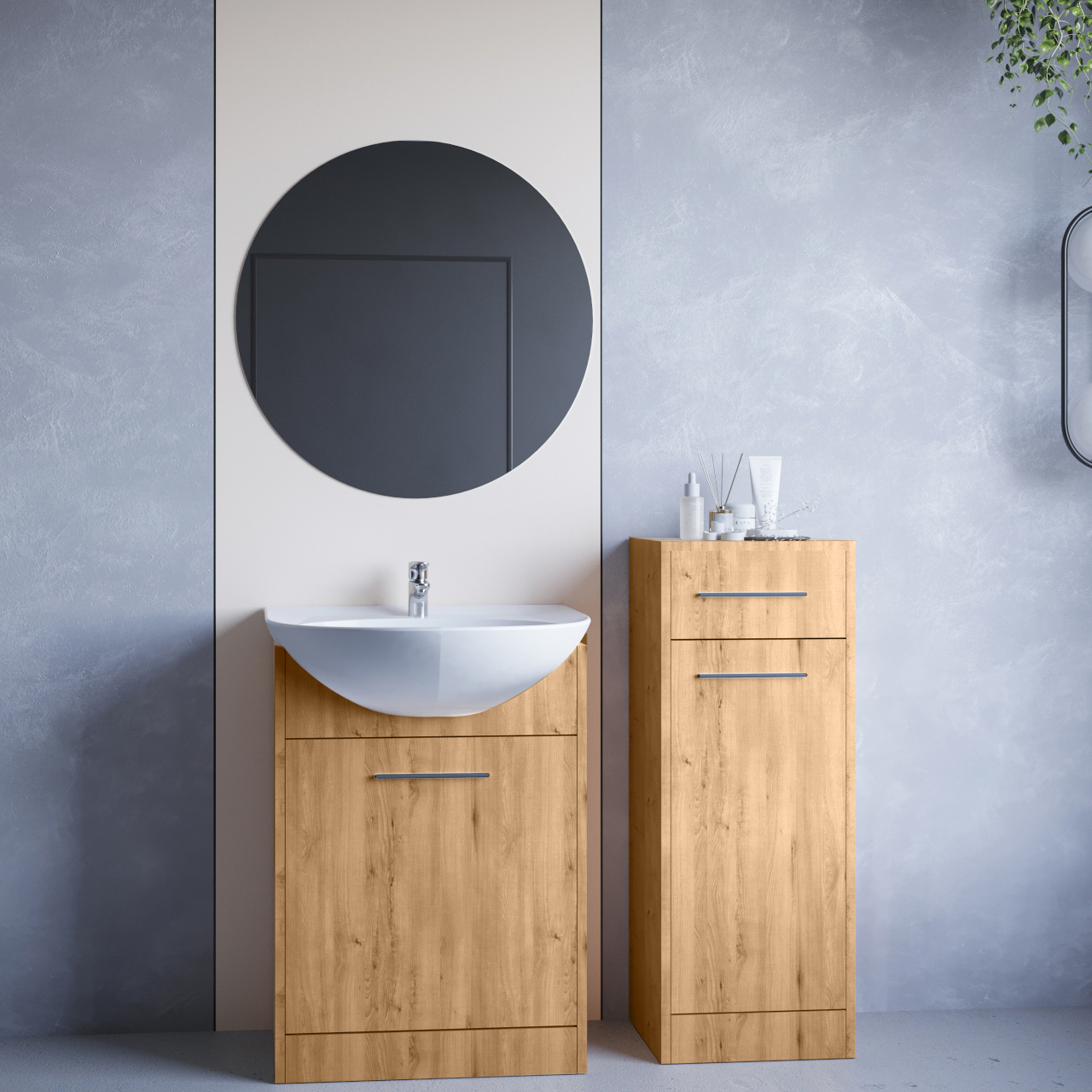 Kúpeľňový nábytok so zrkadlom NEPPA MINI dub artisan