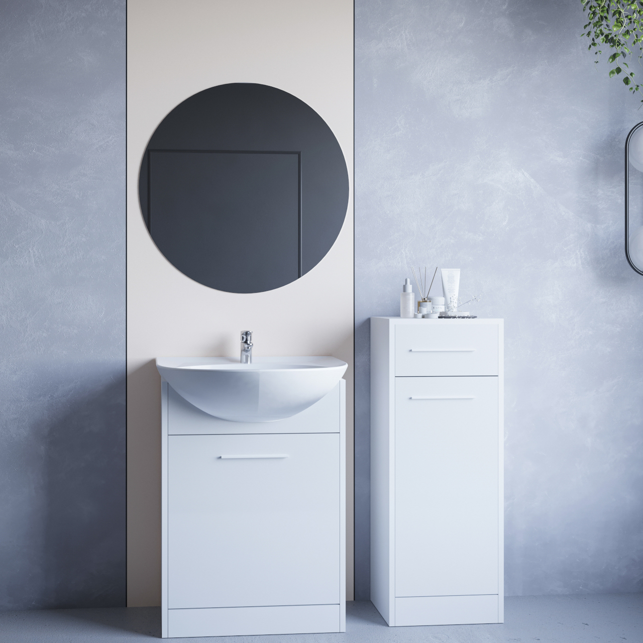 Kúpeľňový nábytok so zrkadlom NEPPA MINI biely laminát