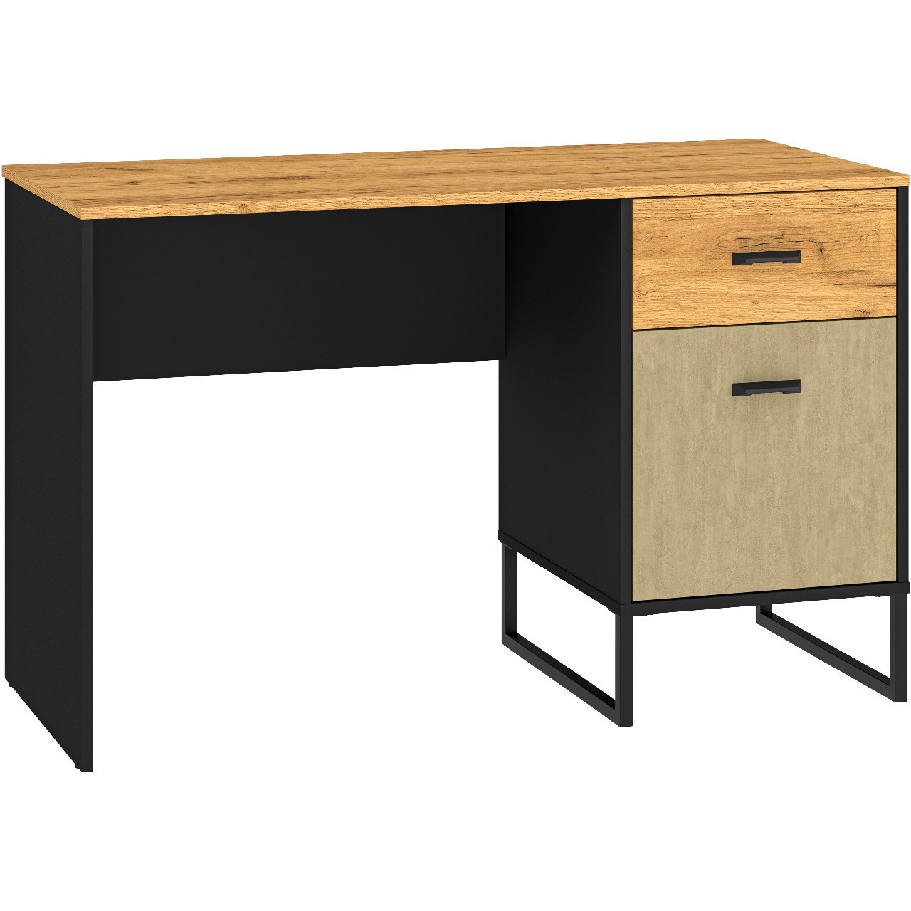 Písací stôl CLINT 07 dub craft zlatý / čierny / premium oceľ