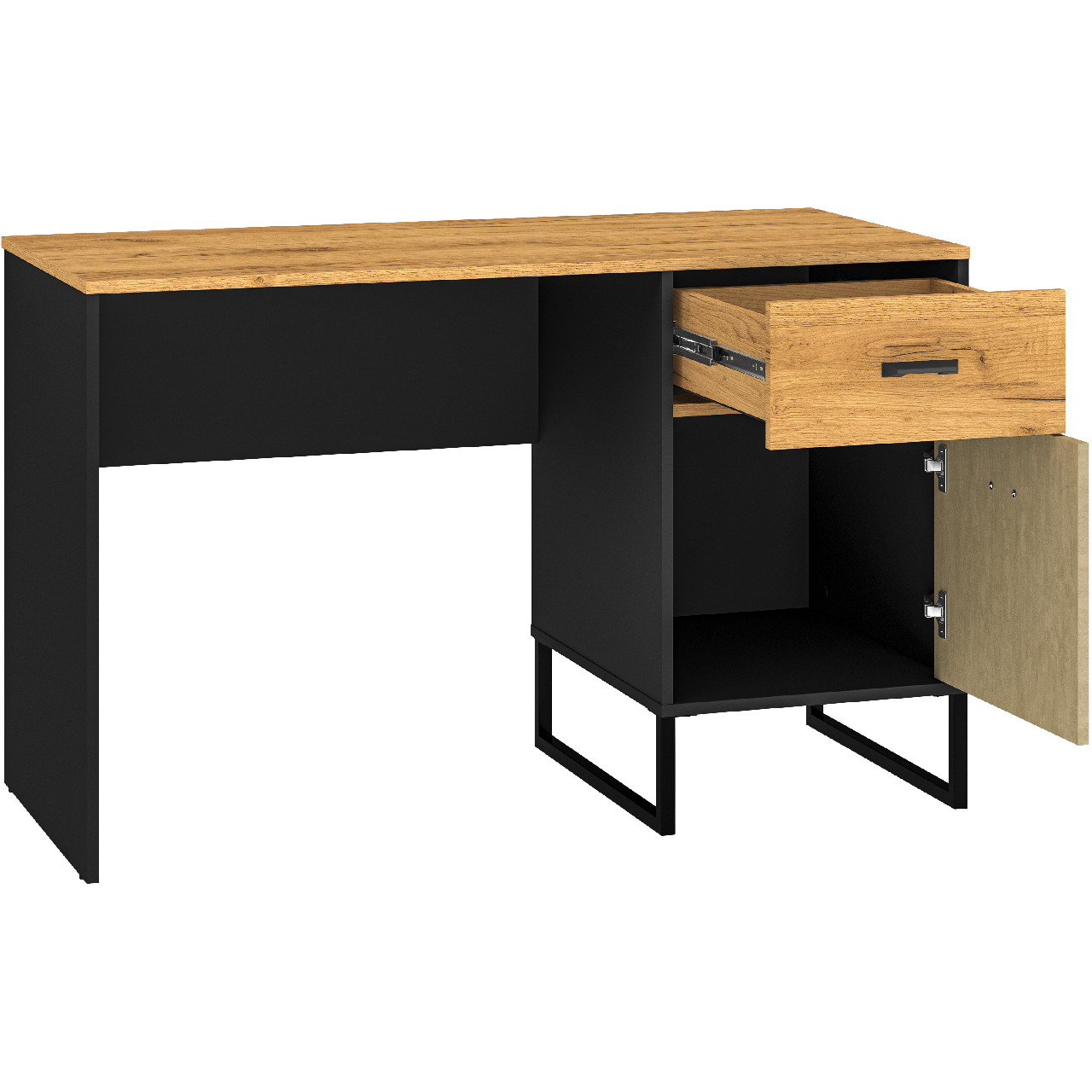Písací stôl CLINT 07 dub craft zlatý / čierny / premium oceľ