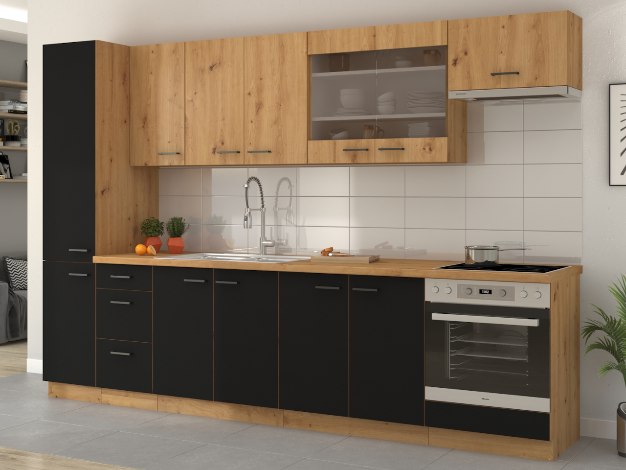 MADERA 2 kuchyňa artisan dub / čierna