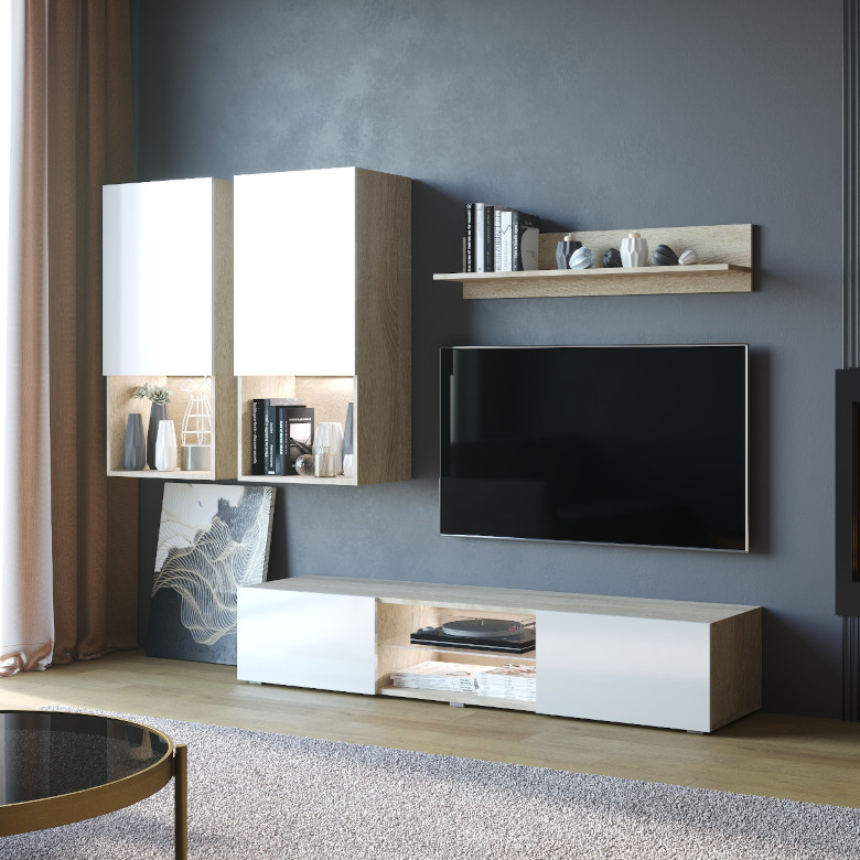 Nástenná skrinka Deco dub Sonoma biely lesk