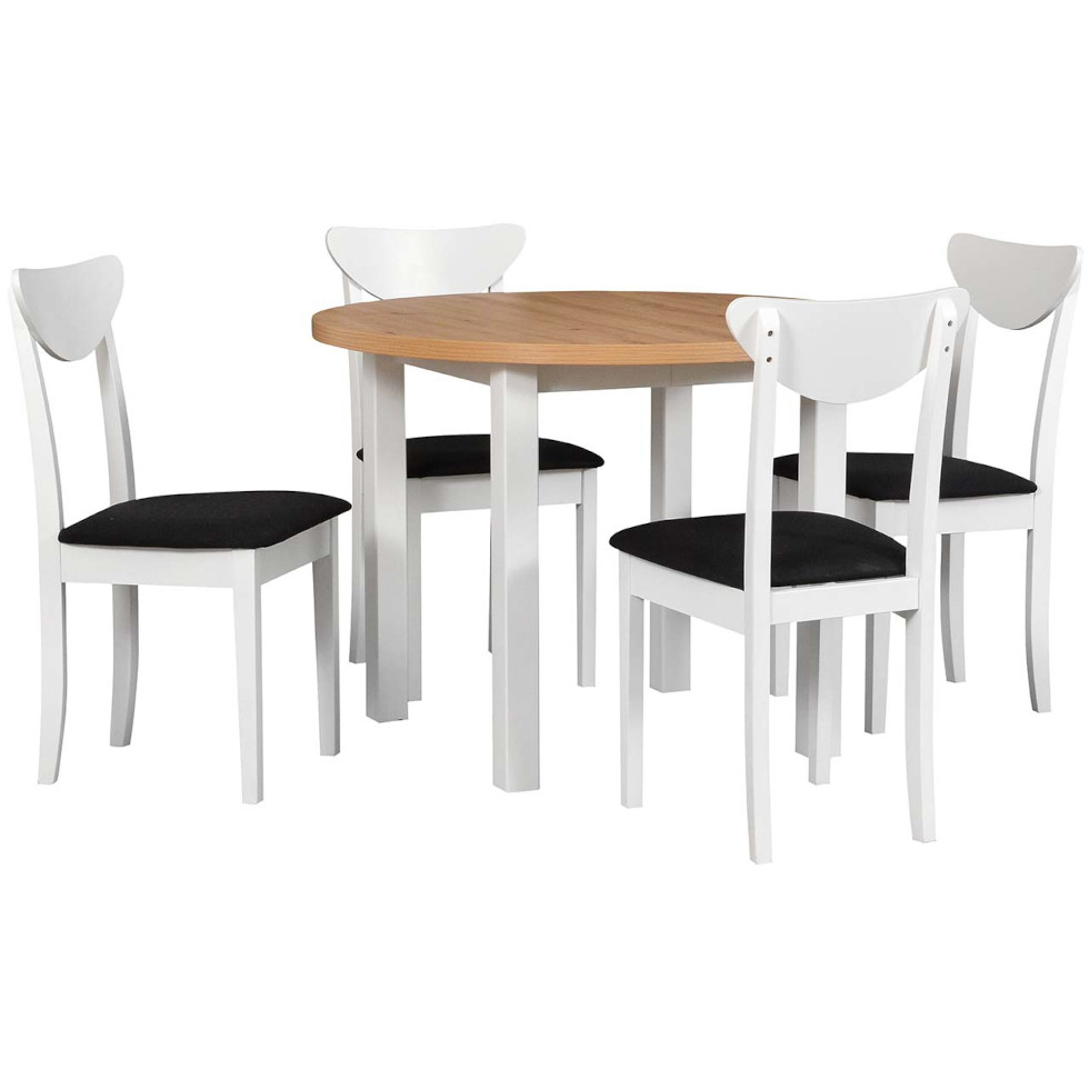 stôl ds25 artisan laminát biely, stoličky dk45 biele 13b