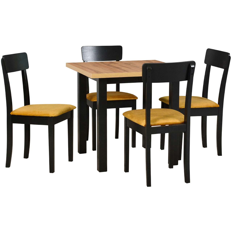 DS6 wotan stôl laminát čierny DK44 stoličky