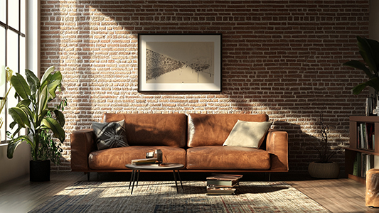 Obývacia izba s tehlovým akcentom - aký nábytok sa k nej bude hodiť?