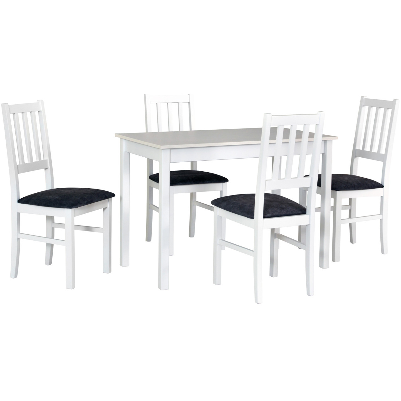 Stôl MAX 2 biely laminát + stoličky BOS 4 (4 ks) biele / 24B