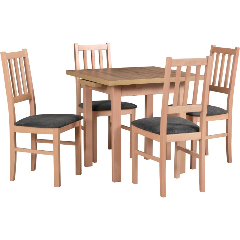 Stôl MAX 7 wotan laminát / buk + stoličky BOS 4 (4 ks) buk / 16B