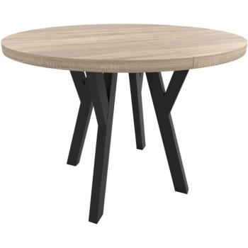 Okrúhly stôl ENZO 100cm, rozkladací do 250cm dub sonoma čierne nohy
