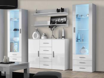 Obývacia stena SINDI 3A biela / biely lesk