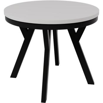 Okrúhly stôl HAX 90cm rozkladací do 190cm biely mat, čierne nohy