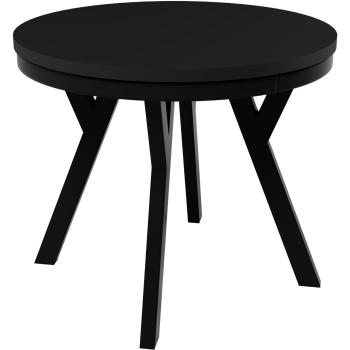 Okrúhly stôl HAX 90cm rozkladací do 190cm čierny mat, čierne nohy