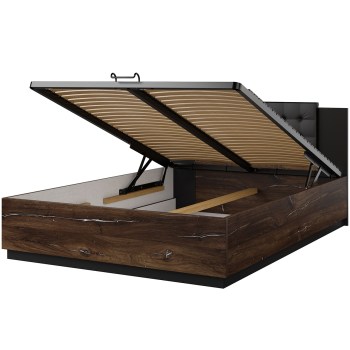 Posteľ s úložným priestorom 140x200 SIGMA SG50 dub flagstaf oceľ / čierna