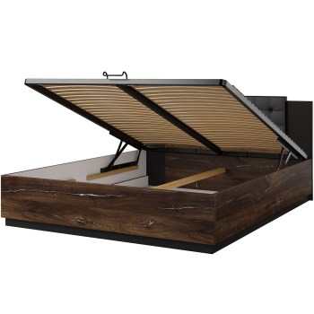 Posteľ s úložným priestorom 160x200 SIGMA SG51 dub flagstaf oceľ / čierna