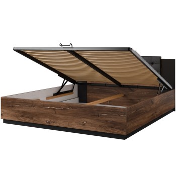 Posteľ s úložným priestorom 180x200 SIGMA SG52 dub flagstaf meď / čierna